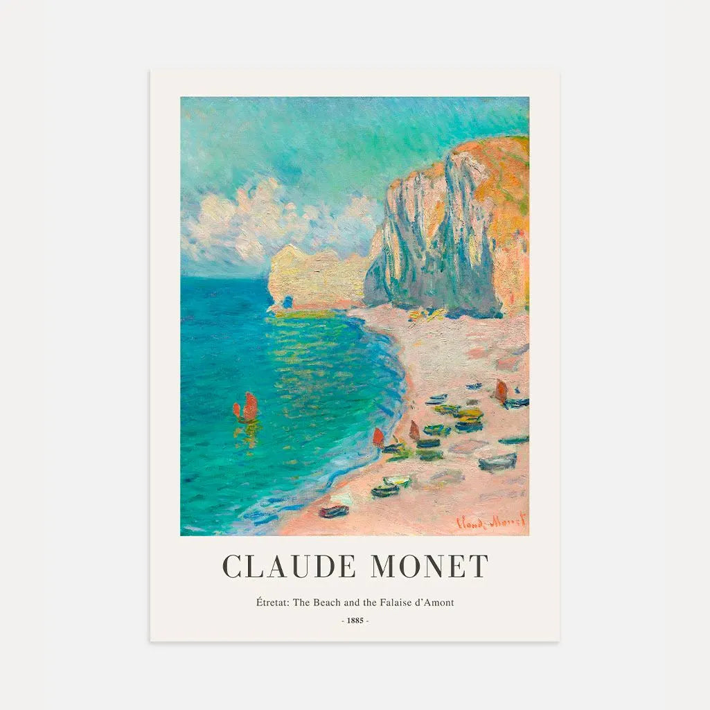 Claude Monet – Étretat: Strand en de Falaise d’Amont (1885) Poster