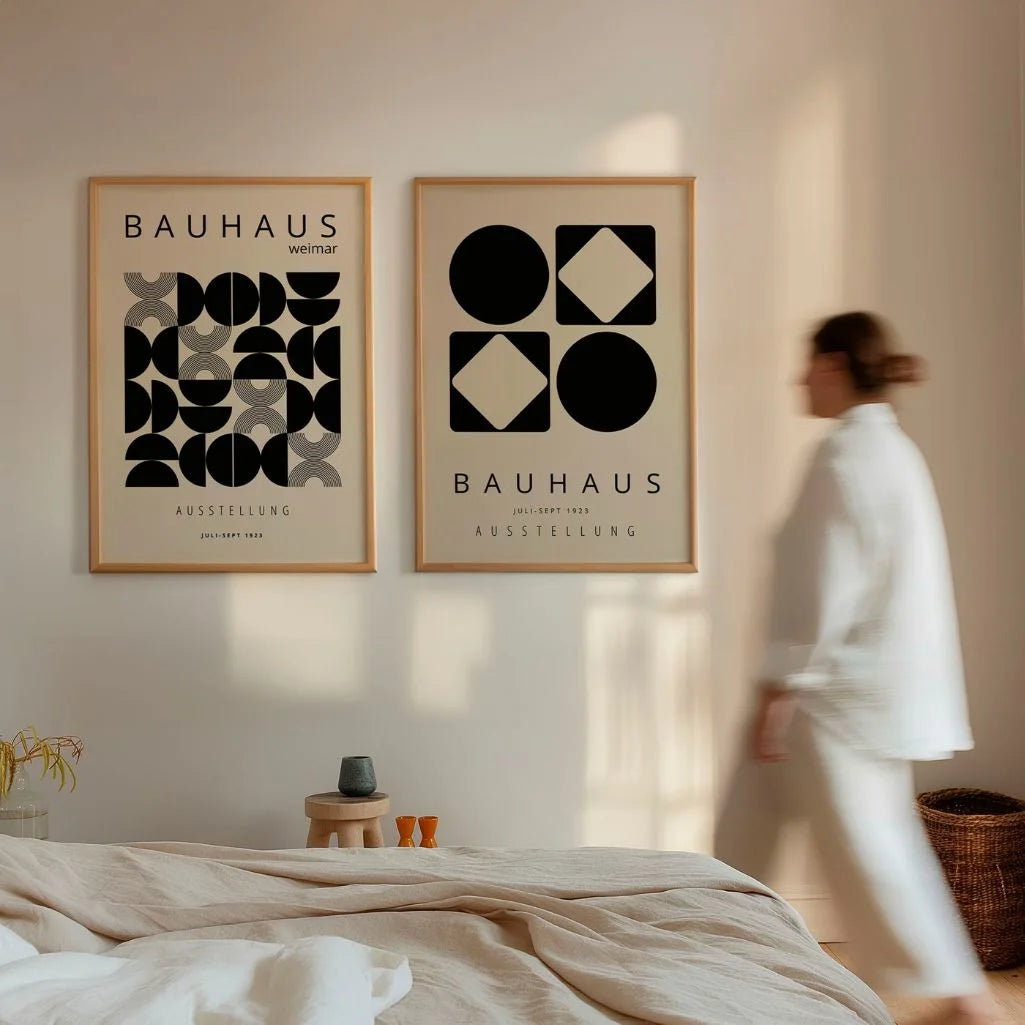 Bauhaus Geometrie – Set van 2 posters,beige