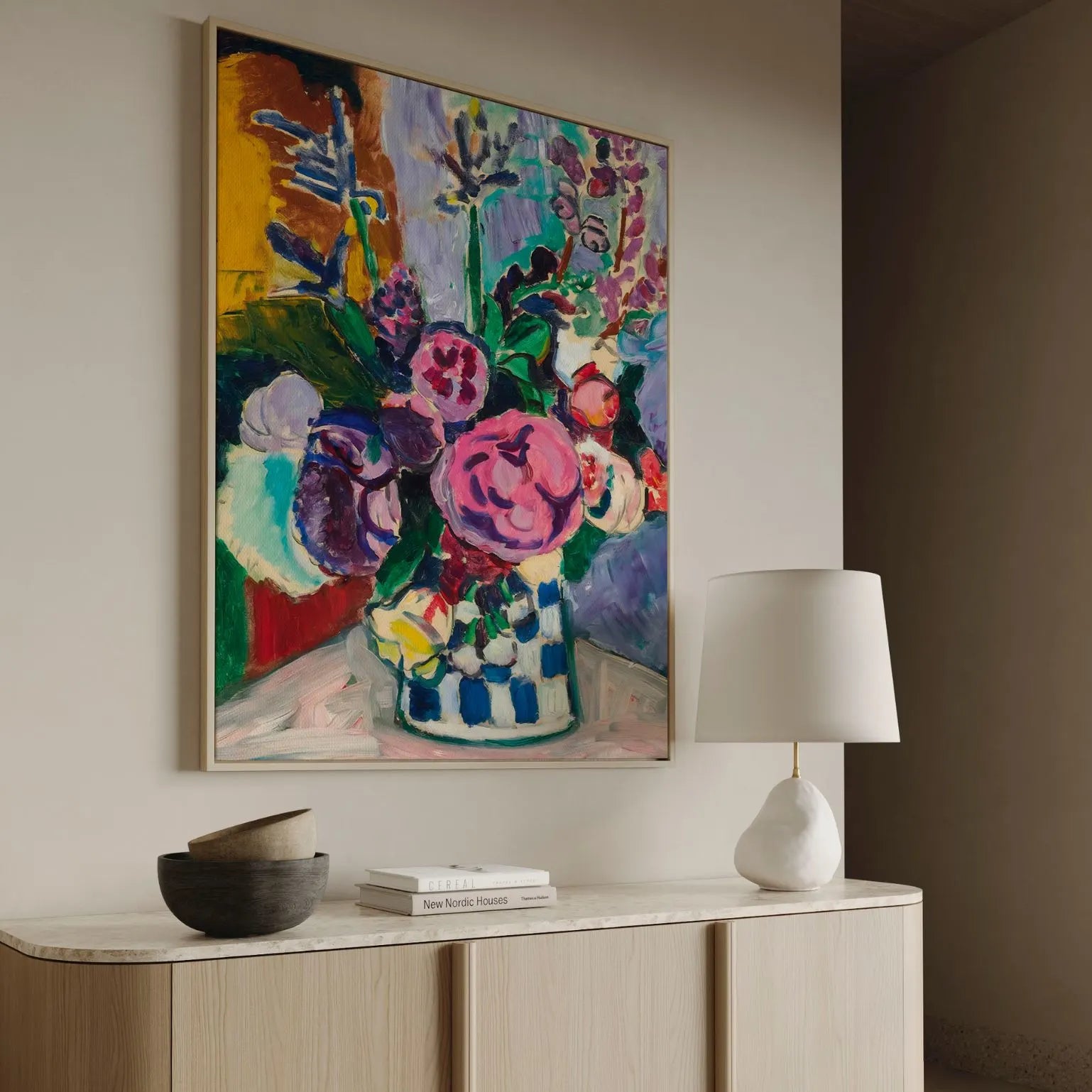 Ingelijst canvas – Pioenrozen