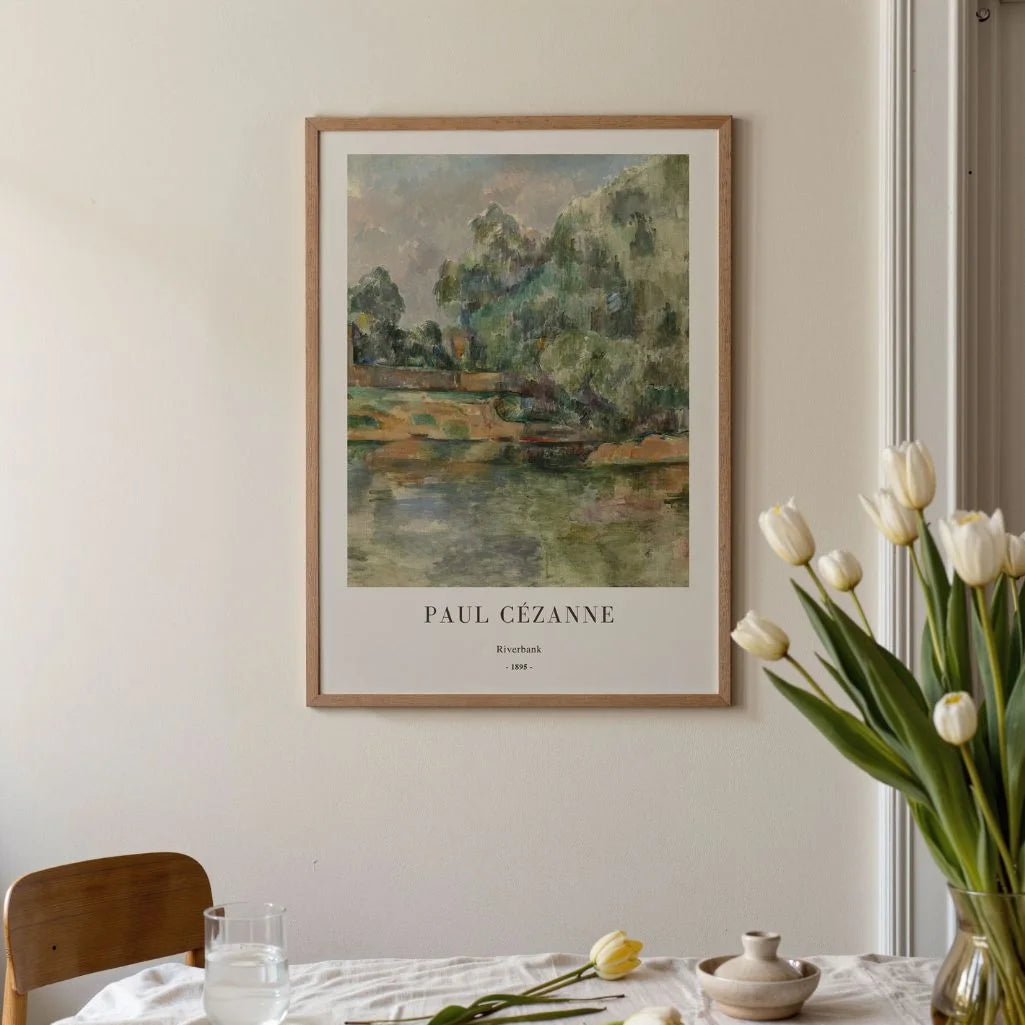 Paul Cézanne – Rivieroeverlandschap portretformaat Poster