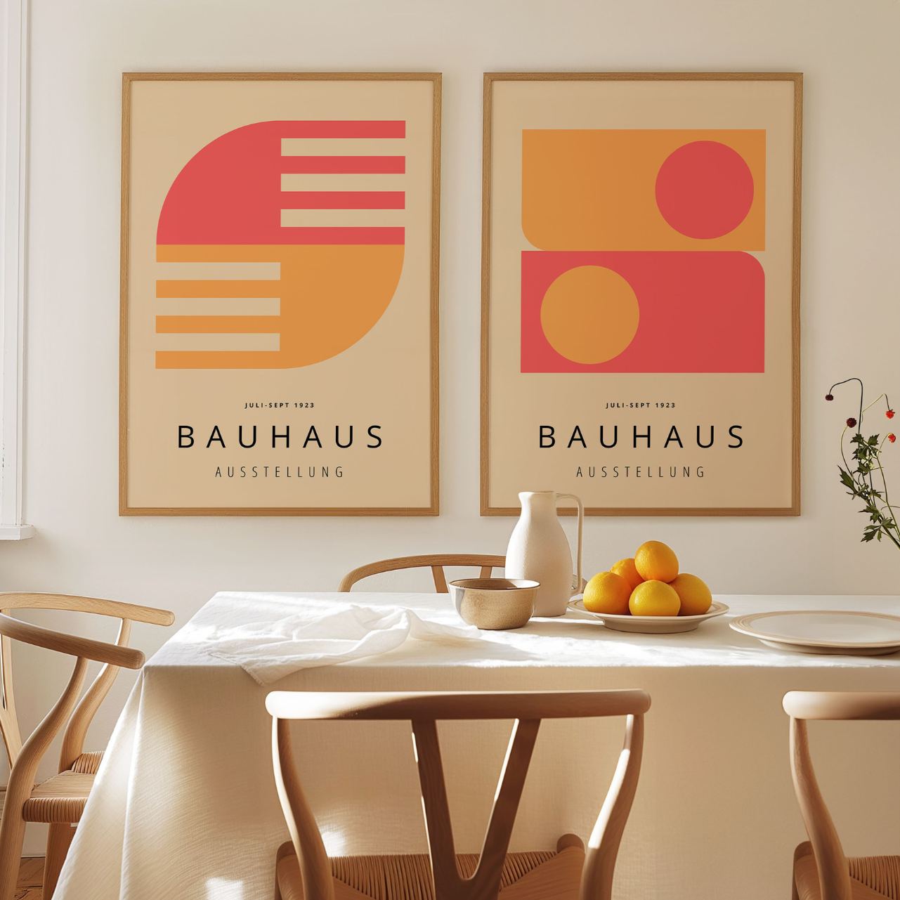 Bauhaus Roze en geel – Set van 2 posters