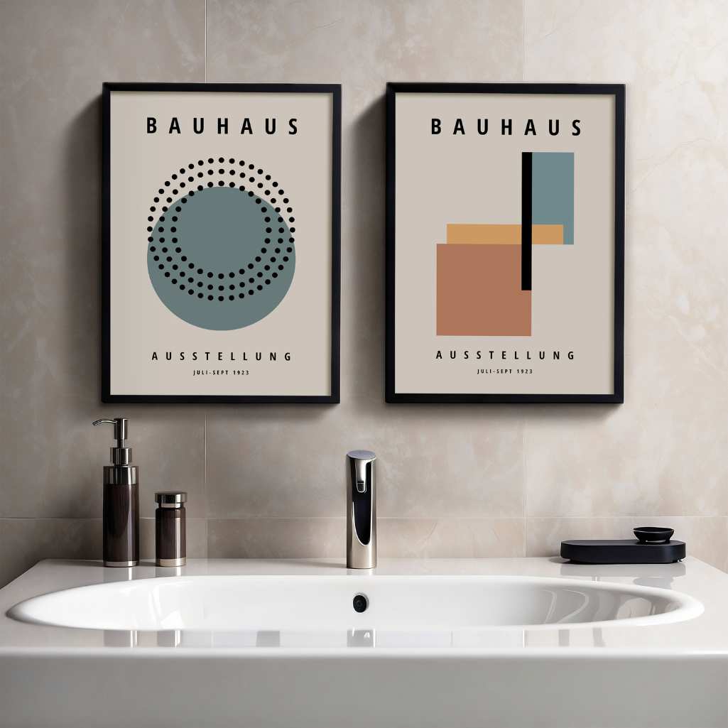 Bauhaus Groen Terracotta Balans – Set van 2 posters