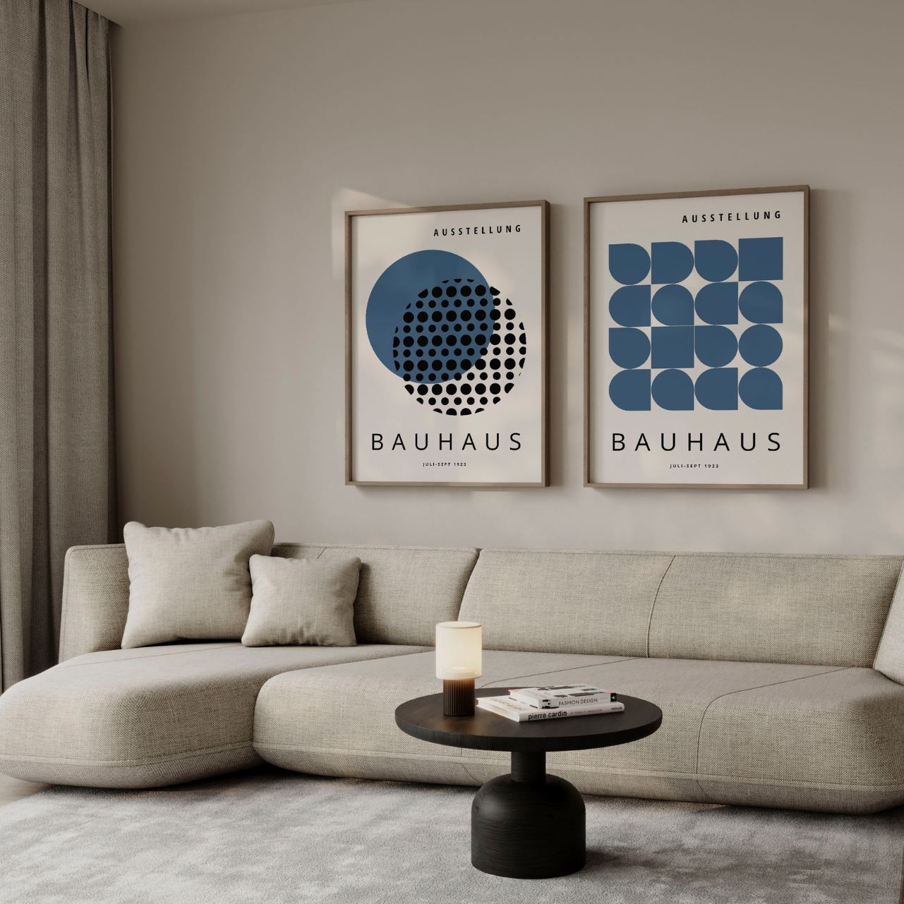 Bauhaus Minimal Marineblauw – Set van 2 posters