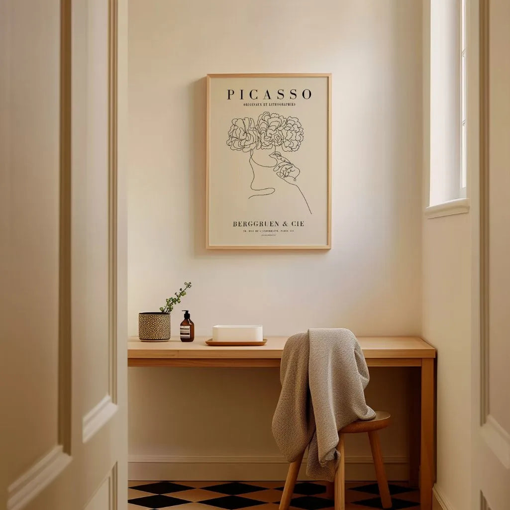 Door Pablo Picasso geïnspireerde poster – Lijnbloemen