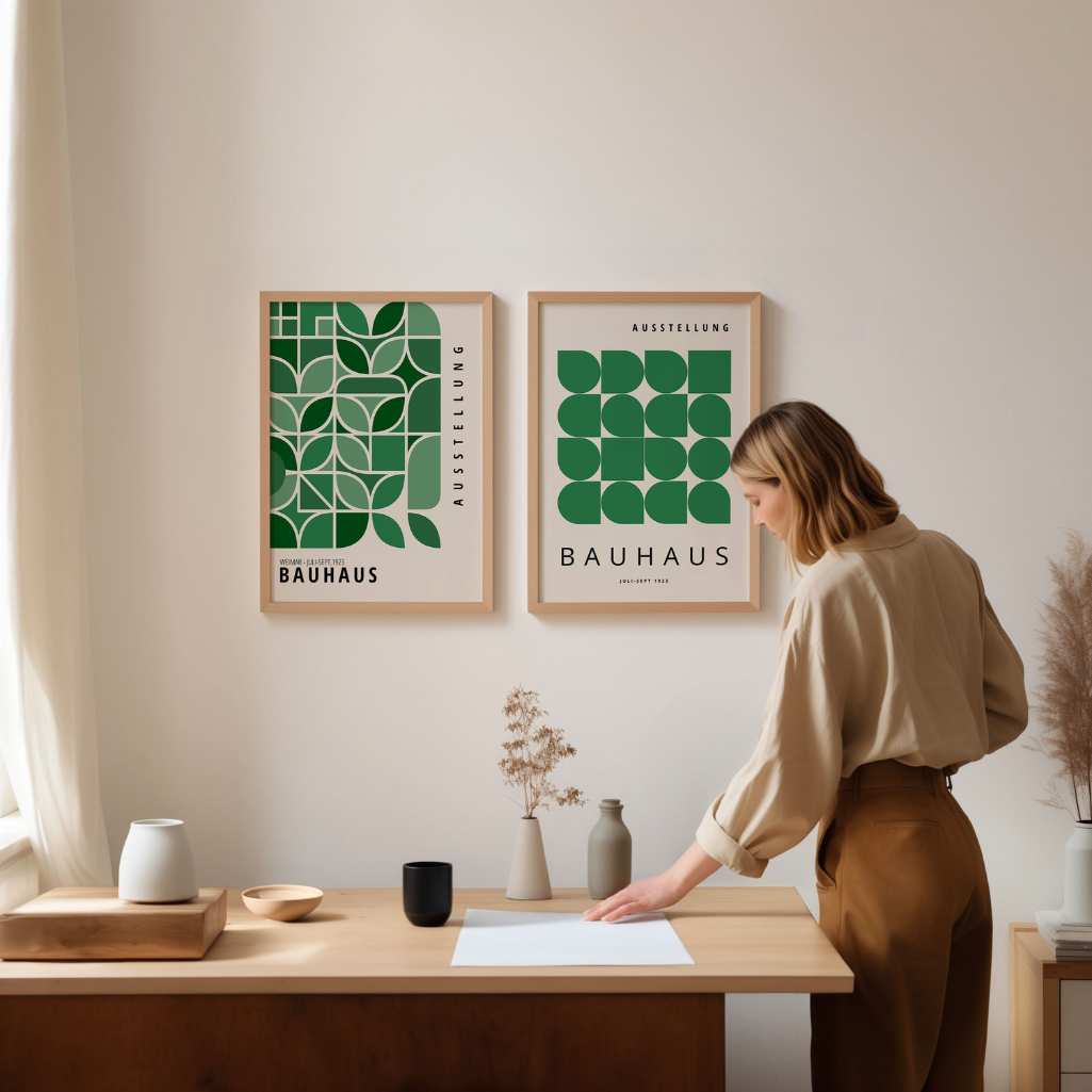 Bauhaus Groen – Set van 2 posters
