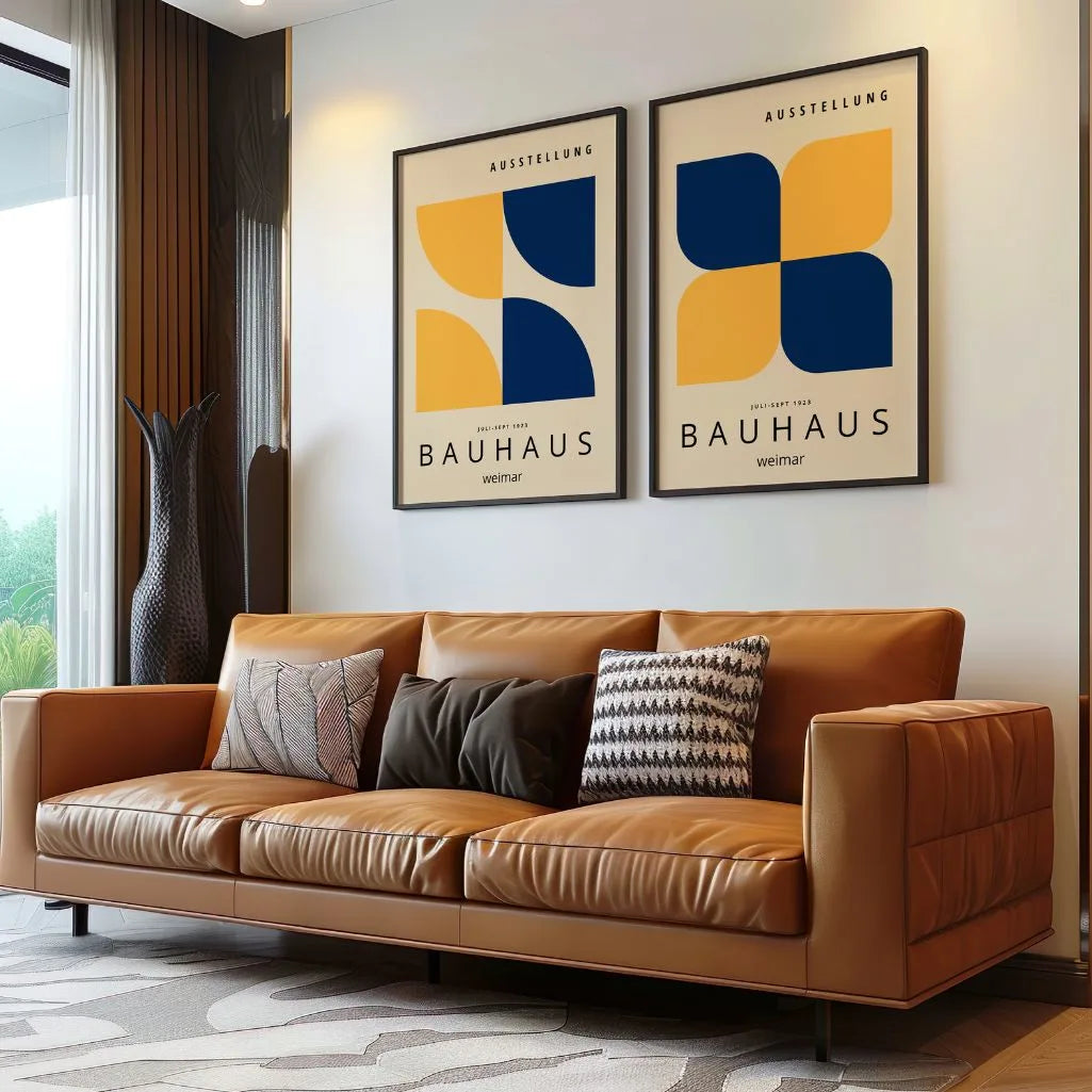 Bauhaus Navy Geel – Set van 2 posters