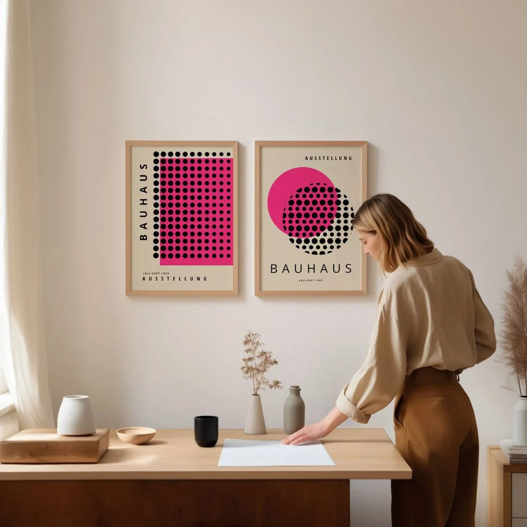 Bauhaus Roze Zwart Duo – Set van 2 posters