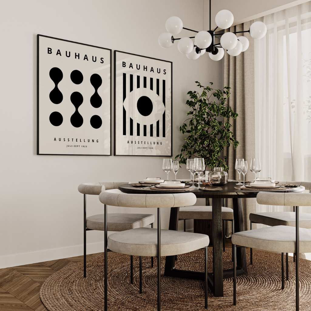 Bauhaus Zwart Beige Contrast – Set van 2 posters