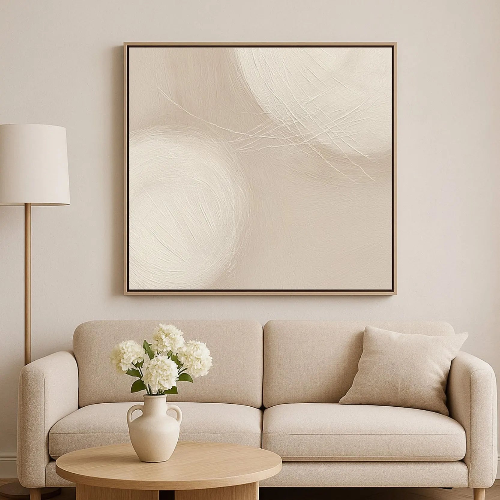 Ingelijst canvas – Beige harmonie