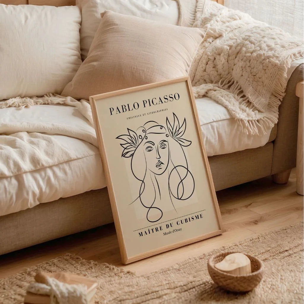 Door Pablo Picasso geïnspireerde poster – Lijngodin