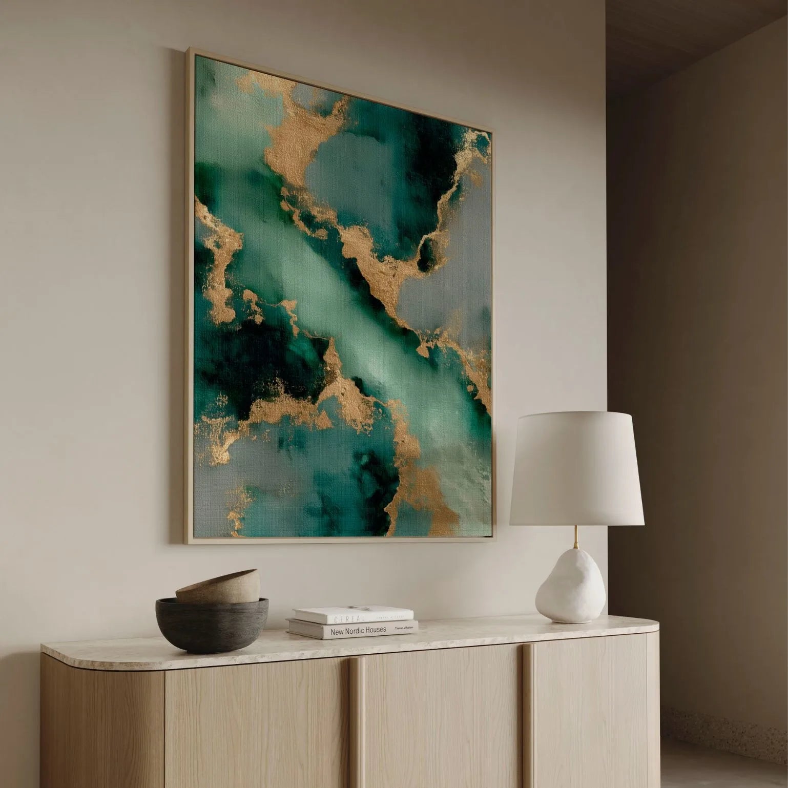 Ingelijst canvas – Smaragd diepte