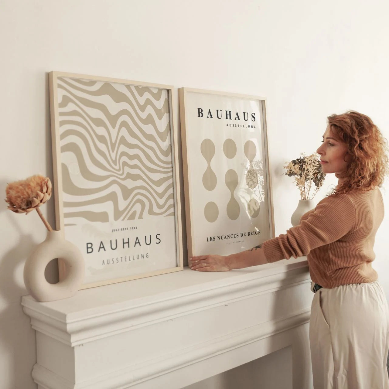 Bauhaus Abstract Beige – Set van 2 posters