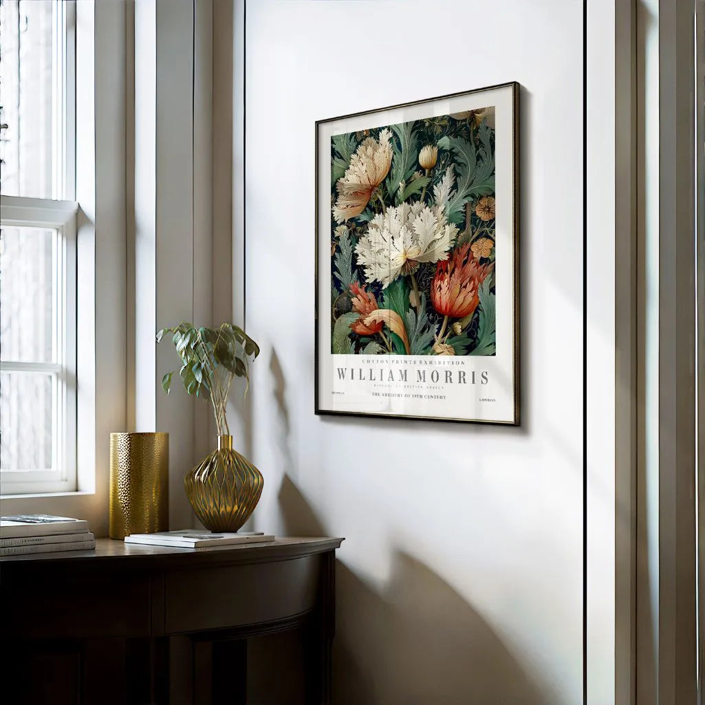 Poster – Crème en Rode Bloemen