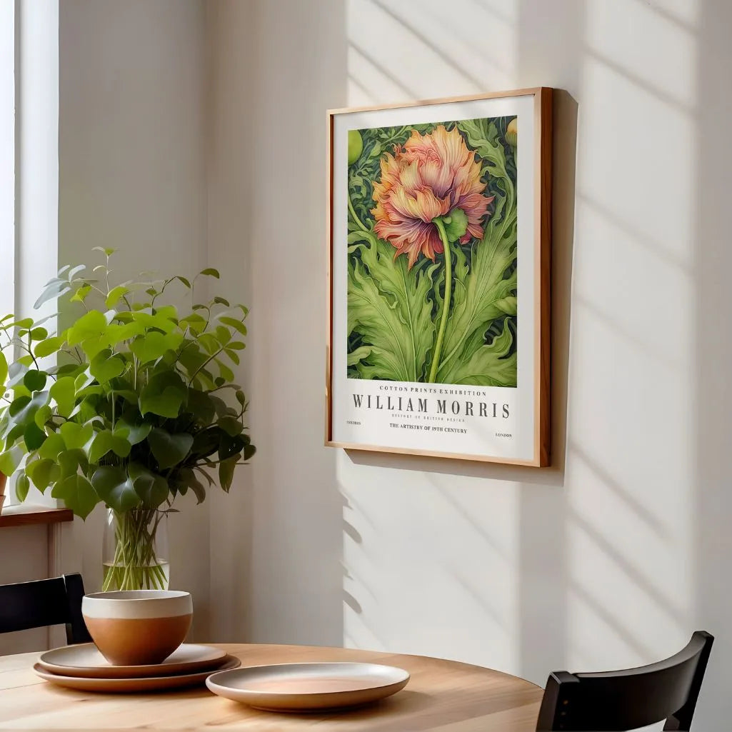 Poster – Groen-Oranje Bloemmotief