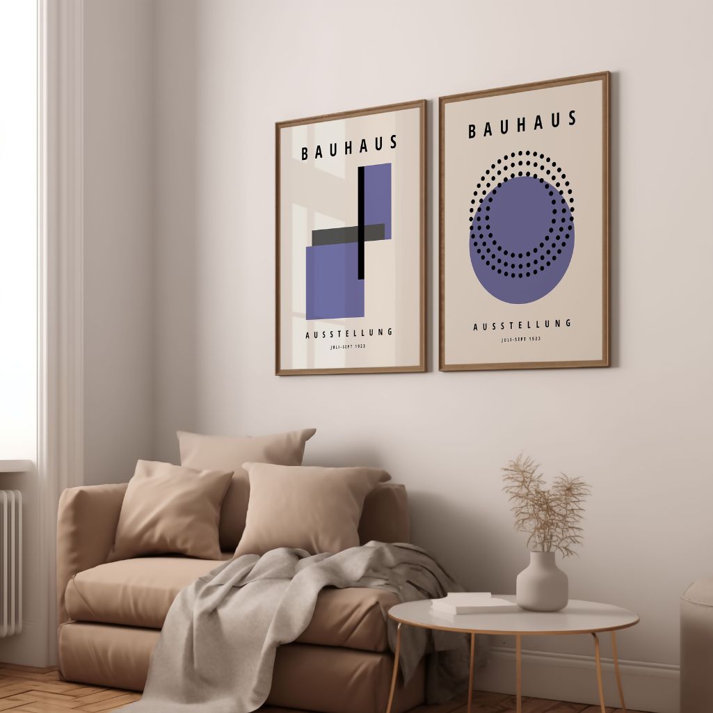 Bauhaus Paarse Vormen – Set van 2 posters