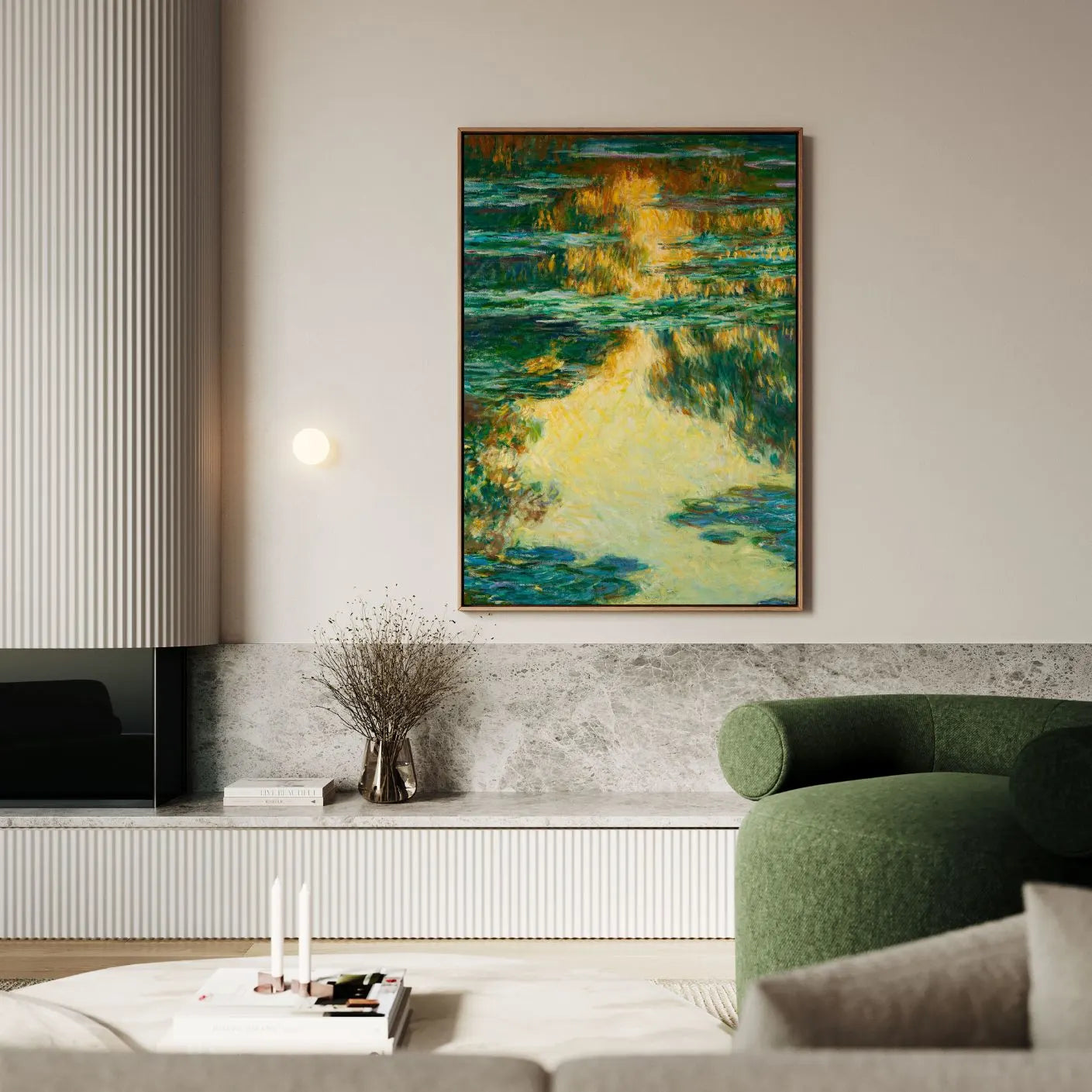 Ingelijst canvas - Waterlelies reflecties