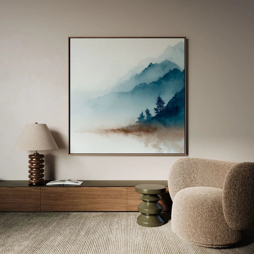Ingelijst canvas – Mist over de bergen