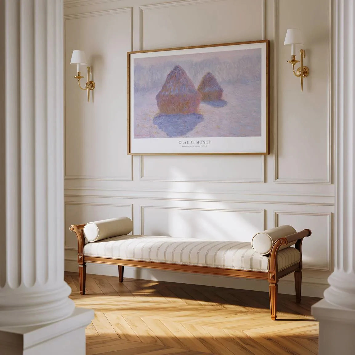 Claude Monet Poster – Hooibergen, sneeuw en zon