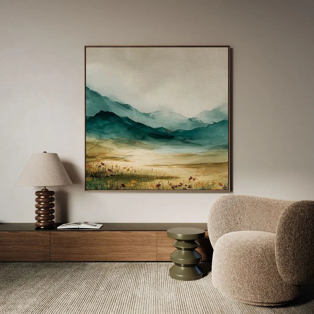 Ingelijst canvas – Groene vallei in zonlicht