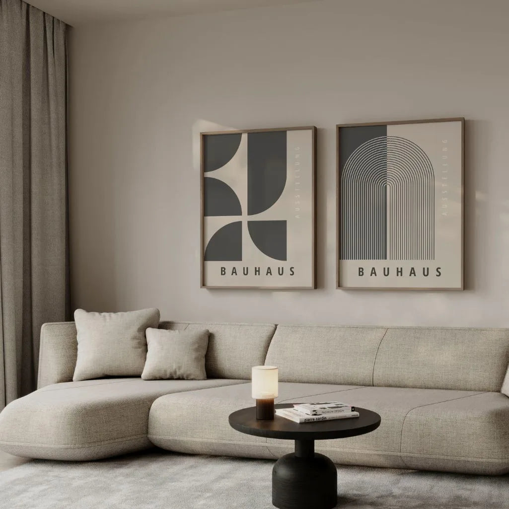 Bauhaus Grafiet Geometrie – Set Van 2 Posters