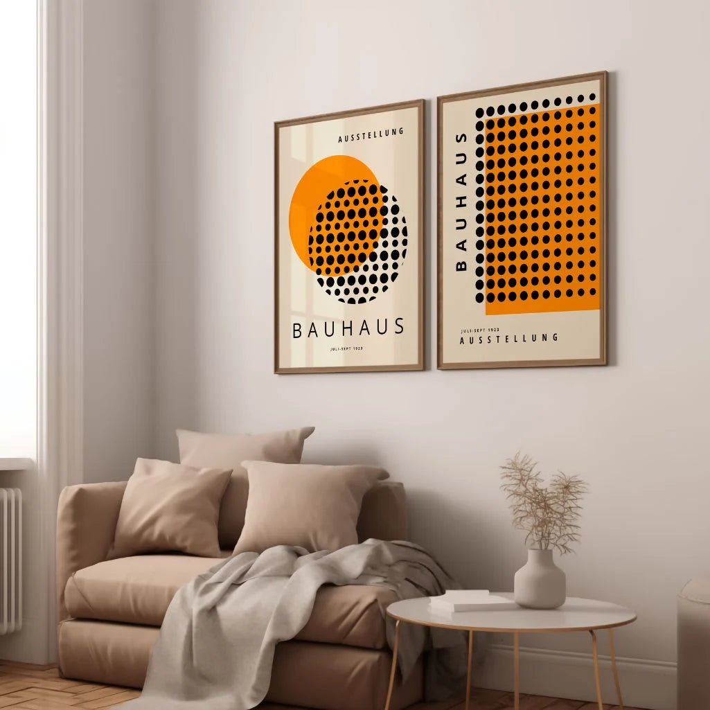 Bauhaus Zwart Oranje – Set van 2 posters
