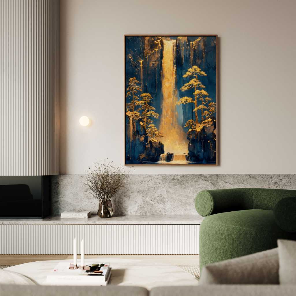 Ingelijst canvas - Gouden waterval