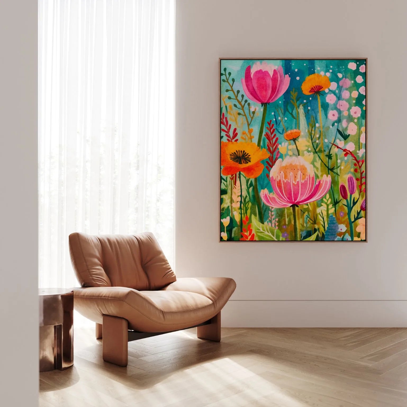 Ingelijst canvas – Florale dans