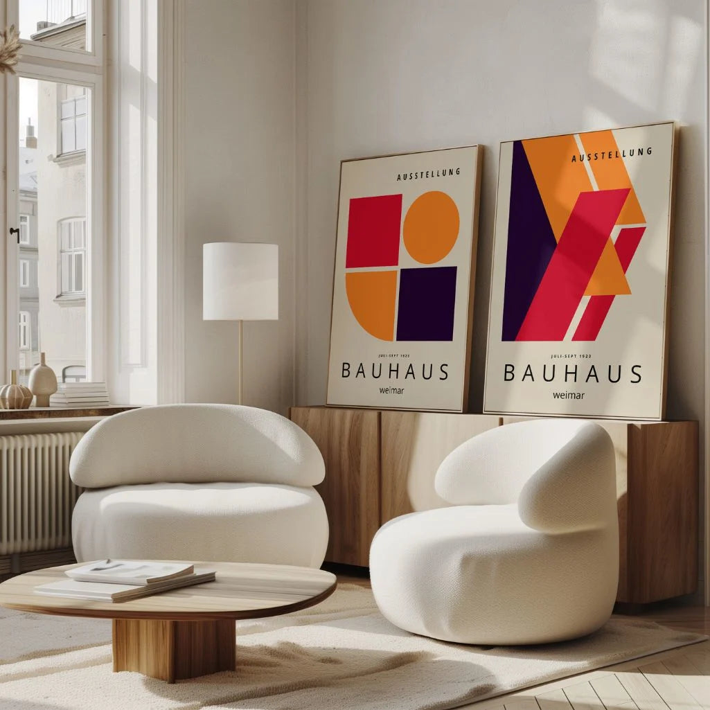 Bauhaus Rood Abstractie – Set Van 2 Posters