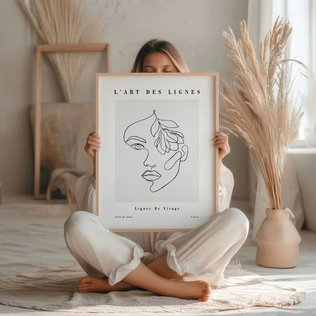 Poster – Gezicht met blad
