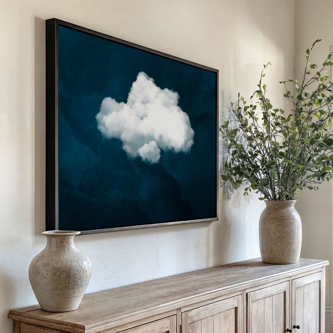 Ingelijst canvas - Witte wolk