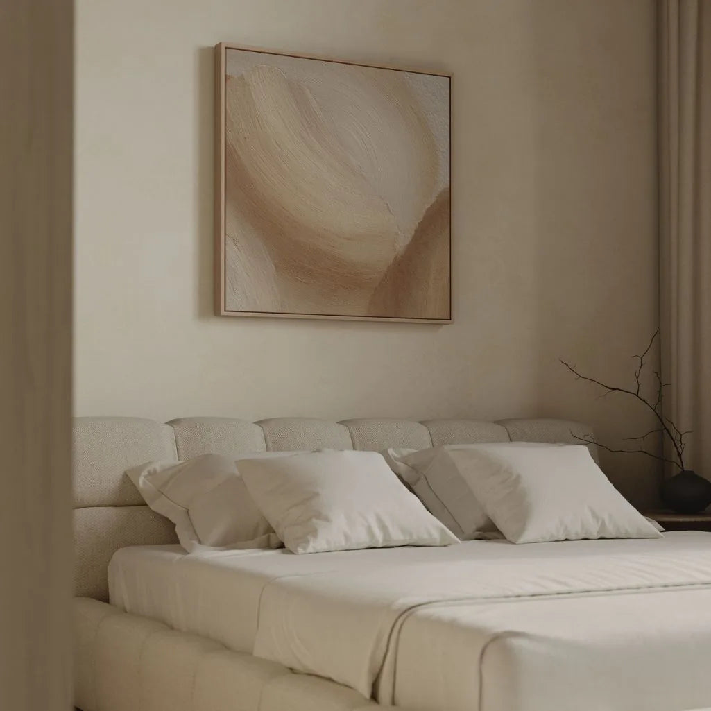 Ingelijst canvas – Beige golven