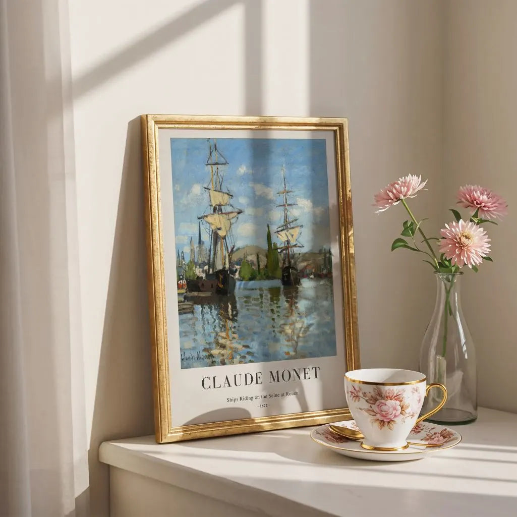 Claude Monet – Schepen op de Seine bij Rouen Poster