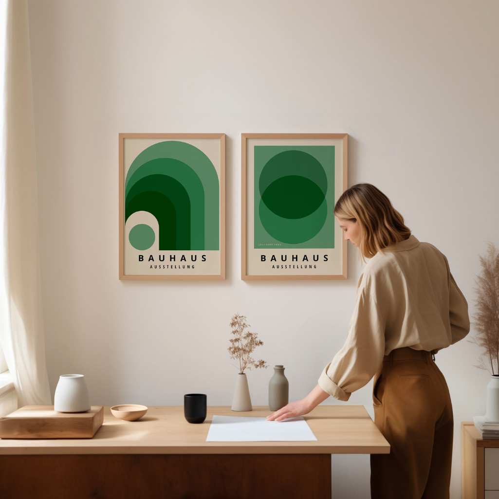 Bauhaus Groen Harmonie – Set van 2 posters