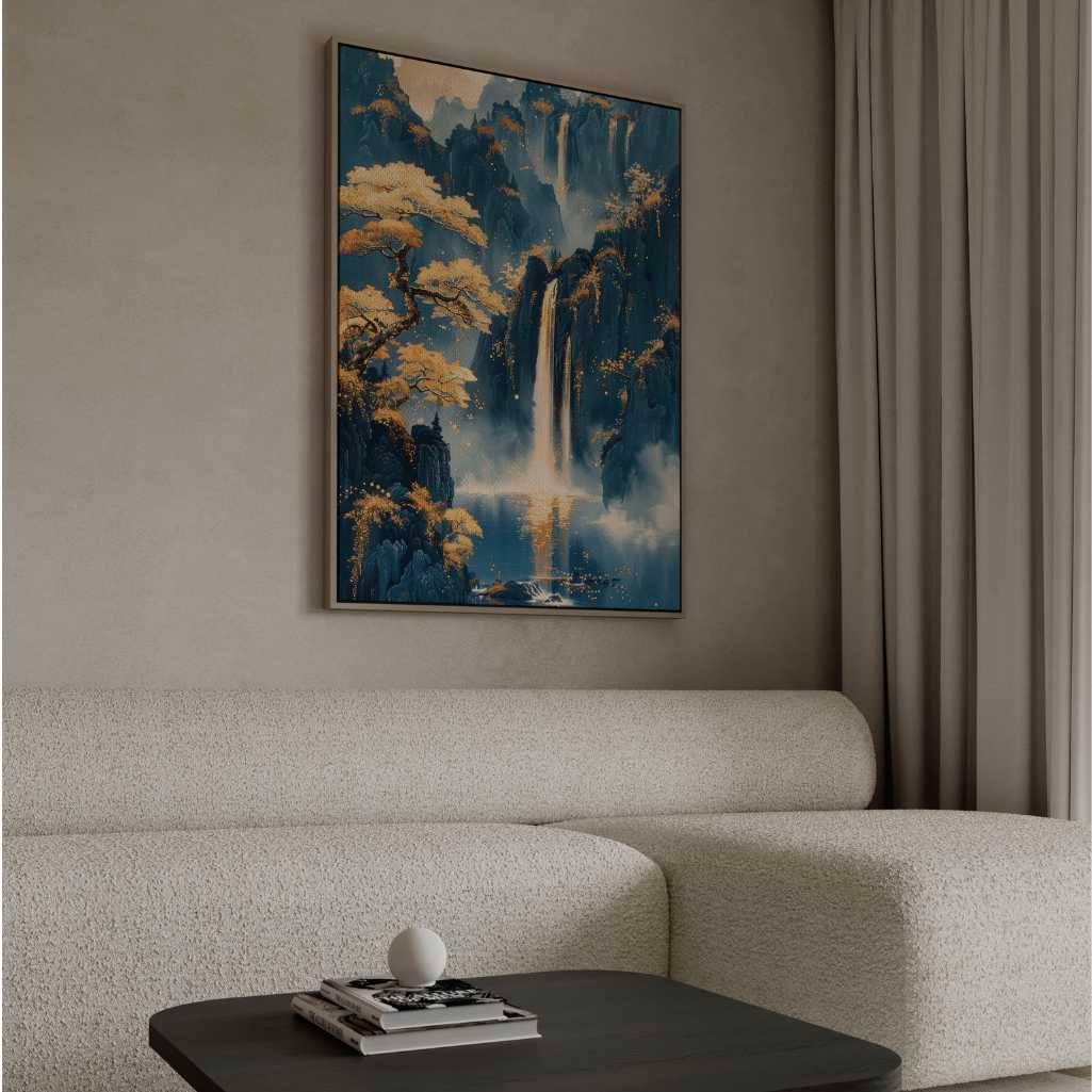 Ingelijst canvas - Gouden watervallen