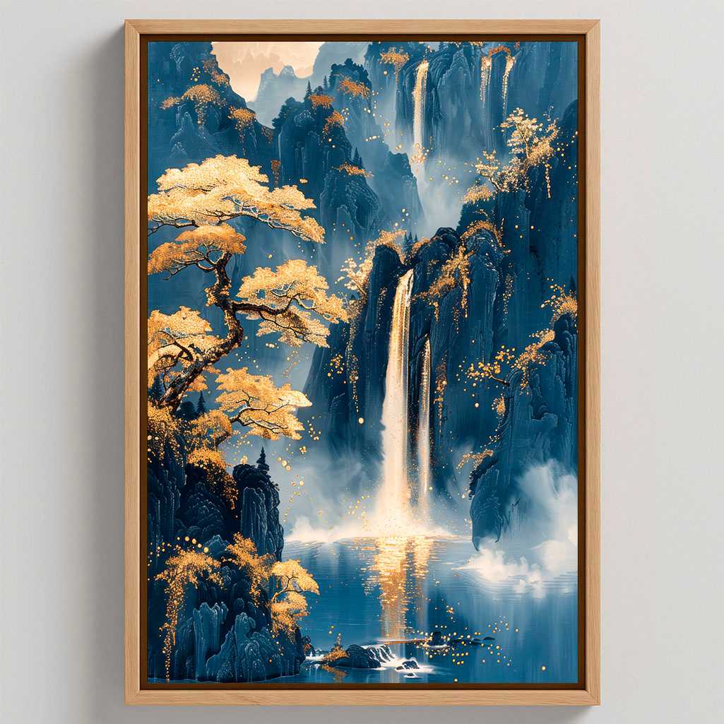 Ingelijst canvas - Gouden watervallen