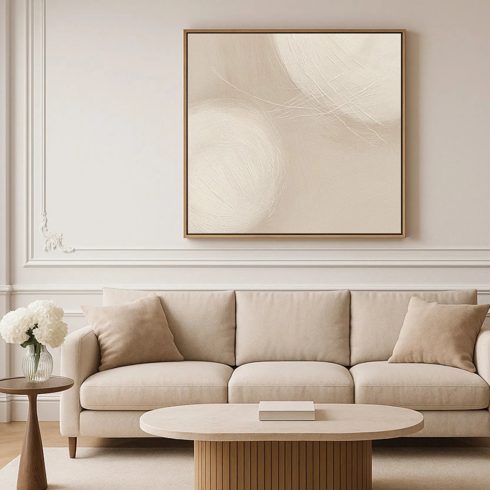 Ingelijst canvas – Beige harmonie