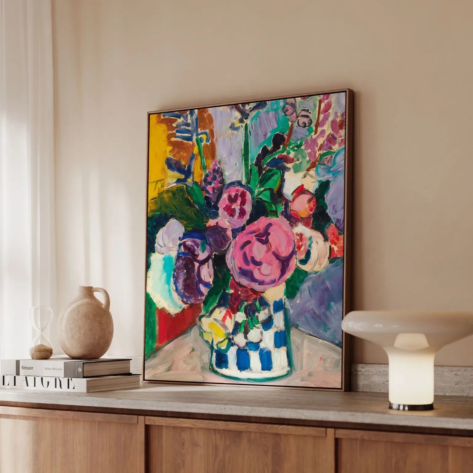 Ingelijst canvas – Pioenrozen