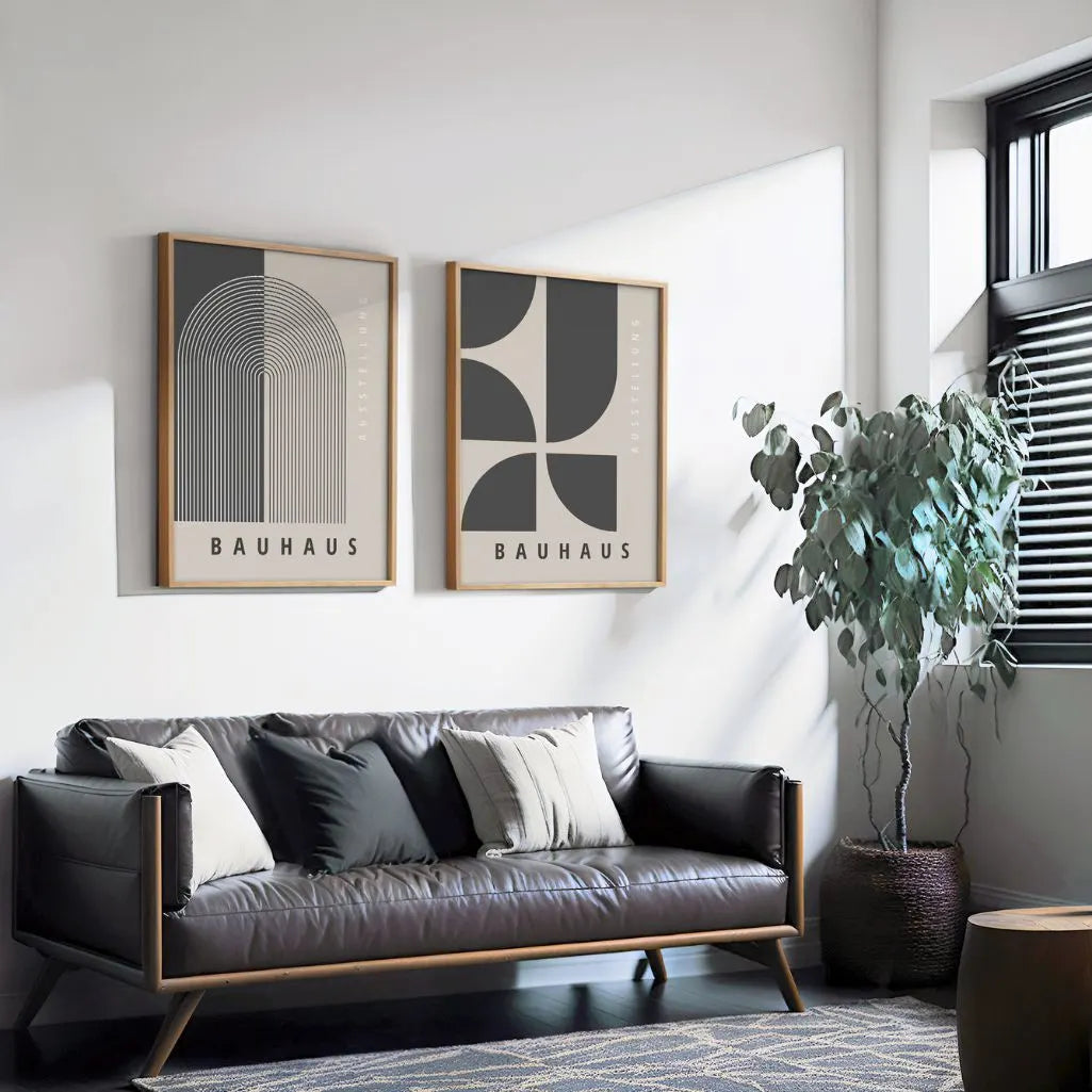 Bauhaus Grafiet Geometrie – Set Van 2 Posters