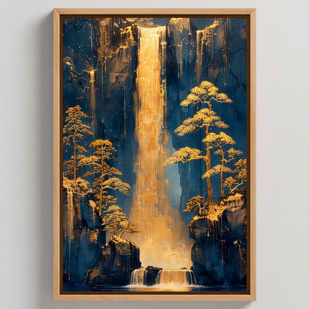 Ingelijst canvas - Gouden waterval