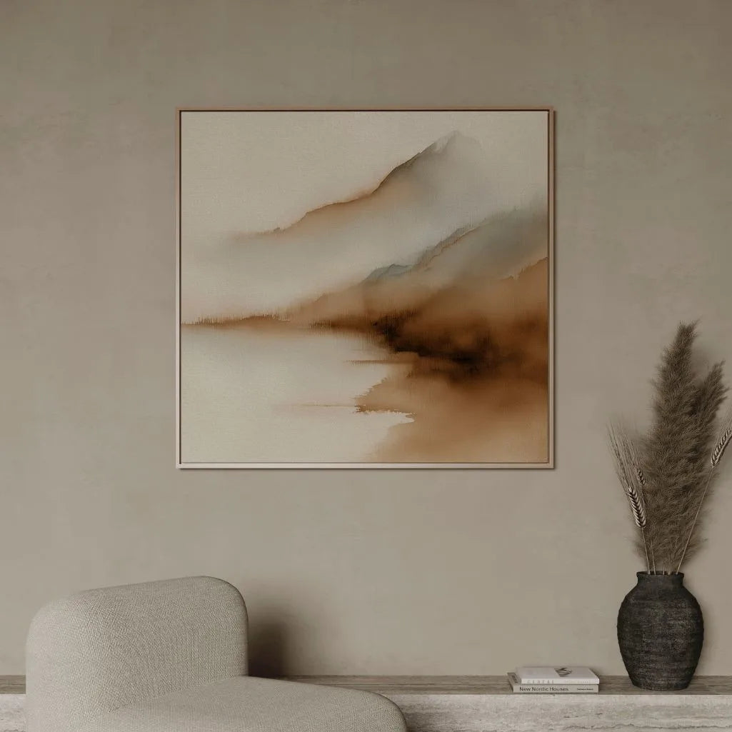 Ingelijst canvas – Mist boven het meer