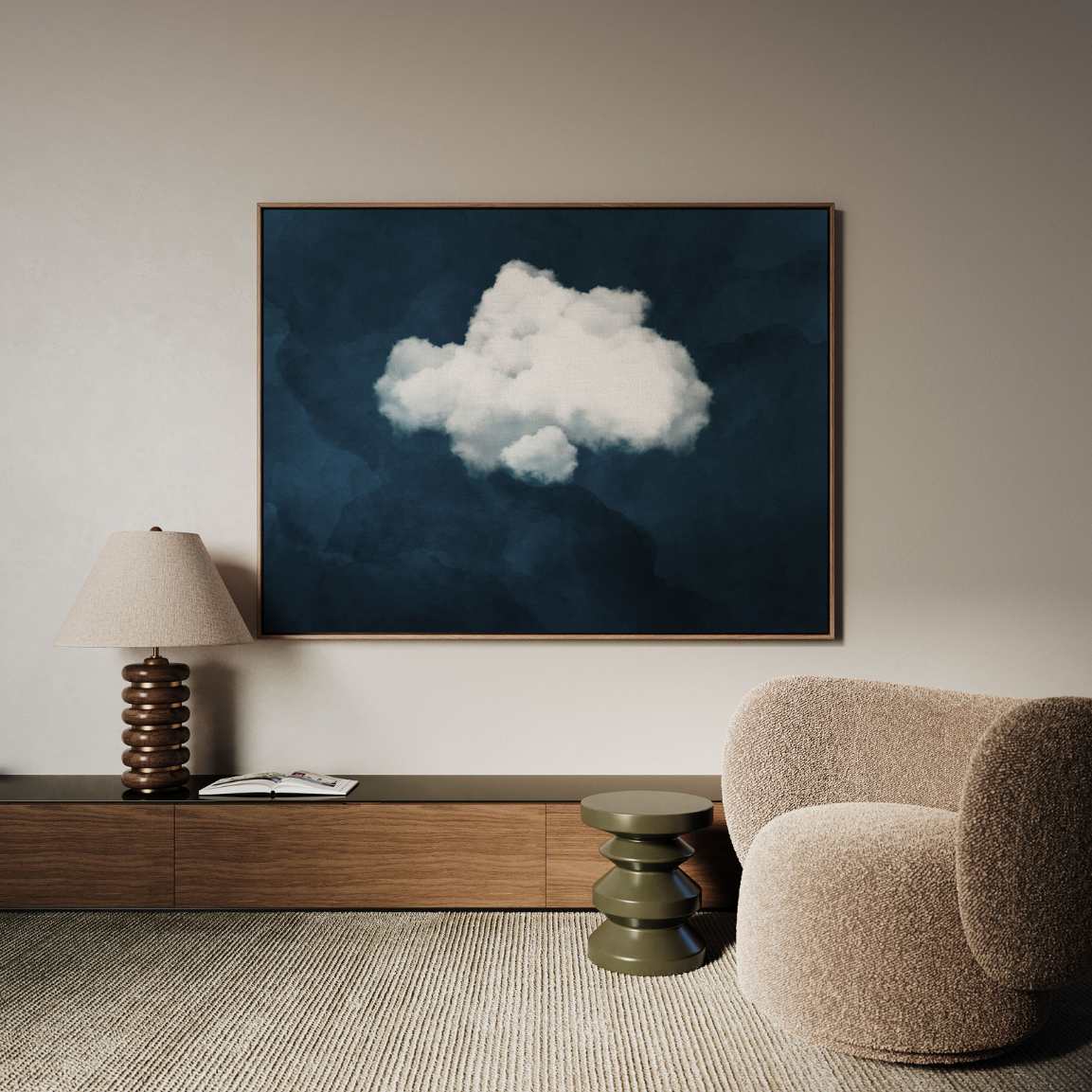 Ingelijst canvas - Witte wolk