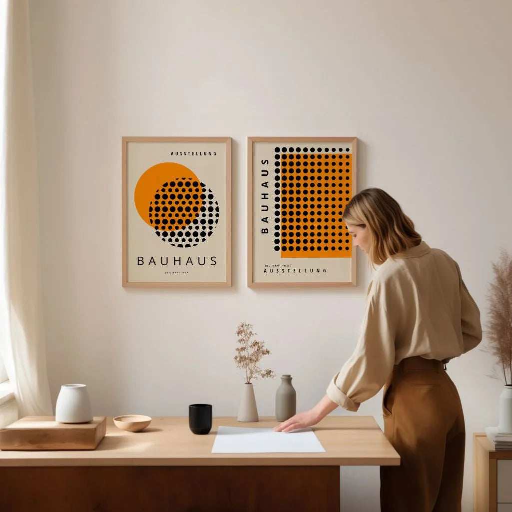 Bauhaus Zwart Oranje – Set van 2 posters