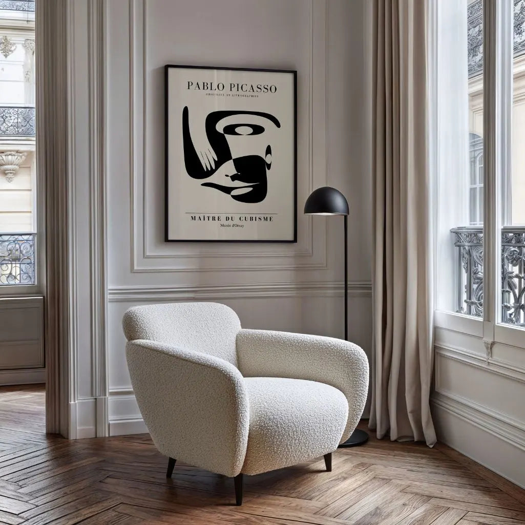 Picasso-Inspired Geometric Abstract Face Poster