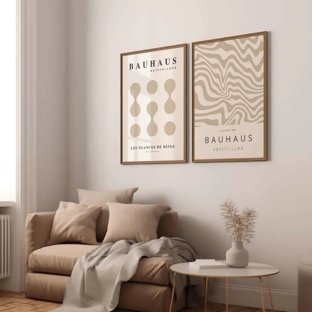 Bauhaus Abstract Beige – Set van 2 posters
