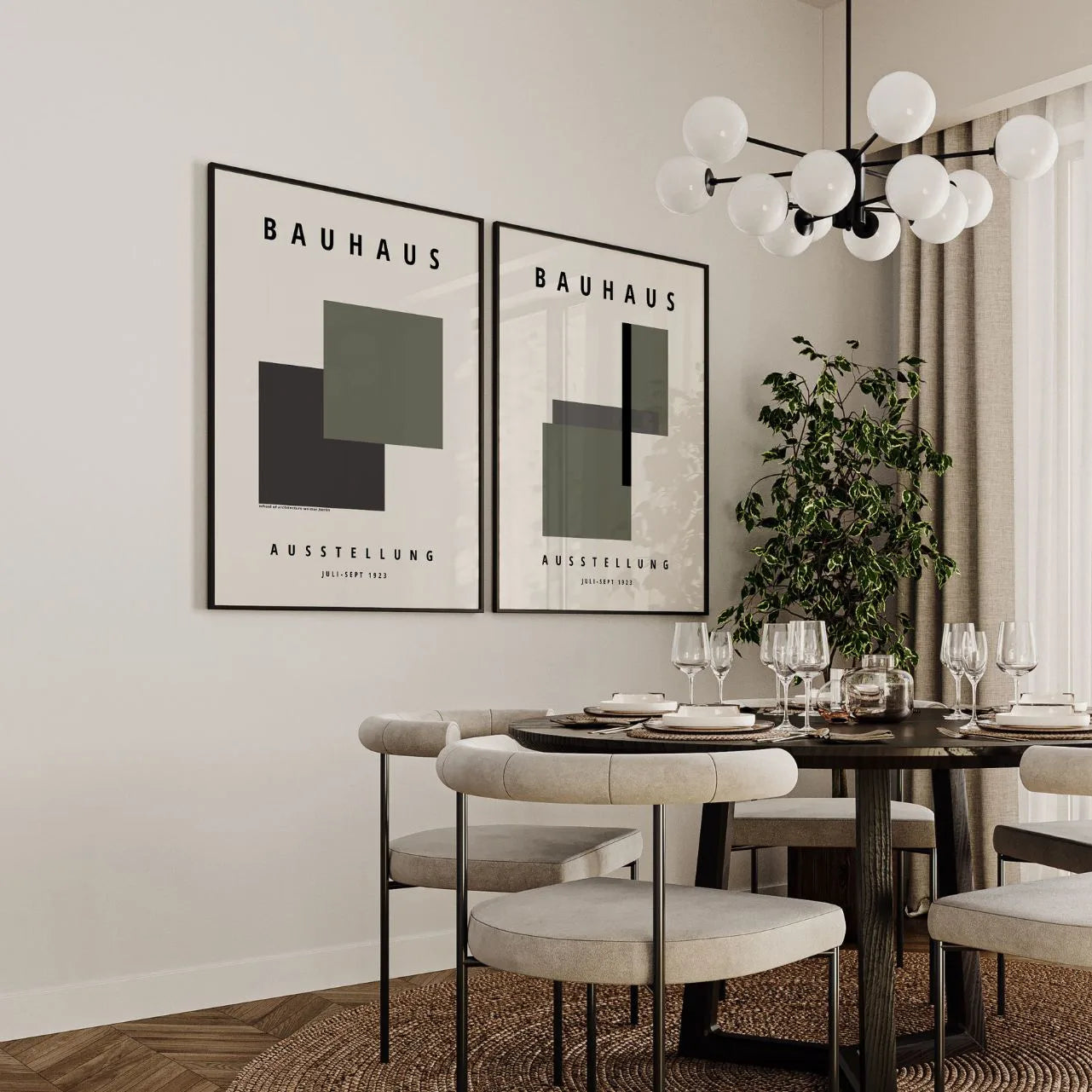 Bauhaus Groen en grafiet – Set van 2 posters