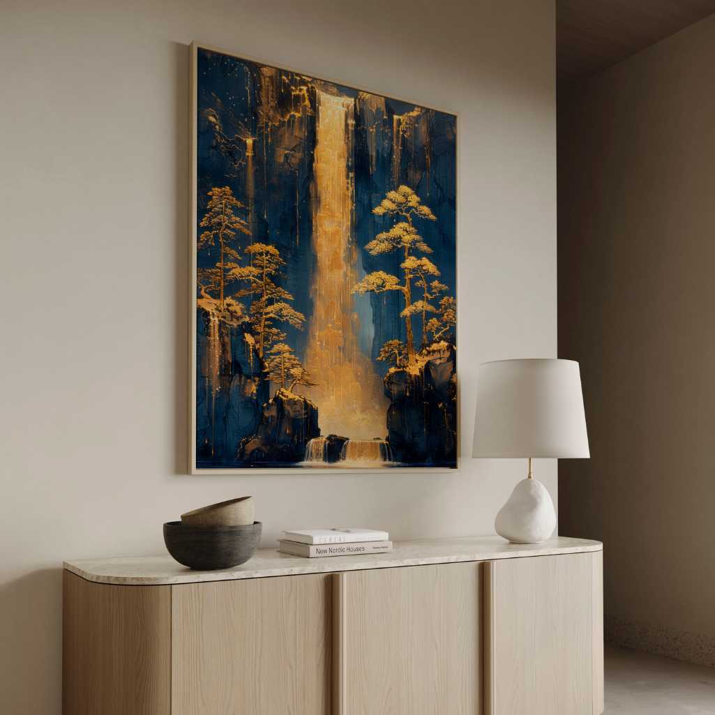 Ingelijst canvas - Gouden waterval