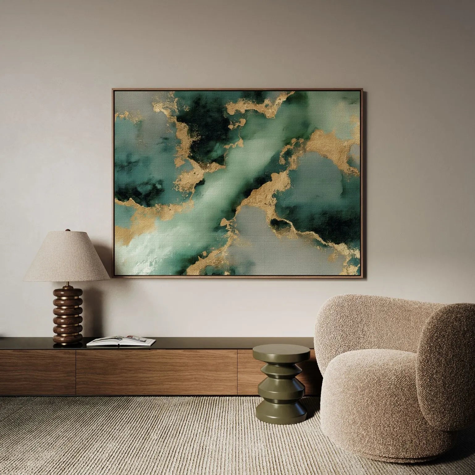 Ingelijst canvas – Smaragd diepte