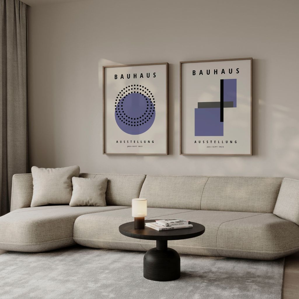 Bauhaus Paarse Vormen – Set van 2 posters
