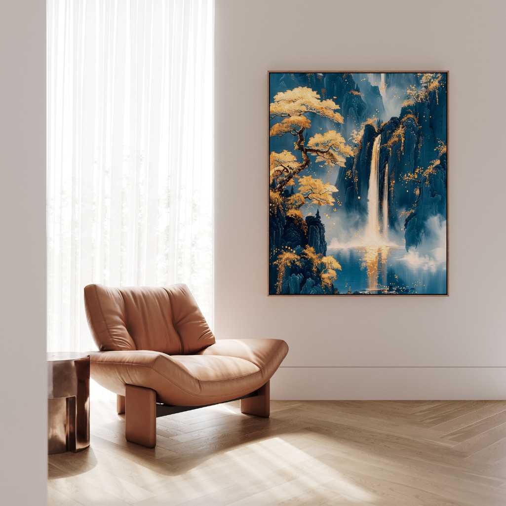 Ingelijst canvas - Gouden watervallen