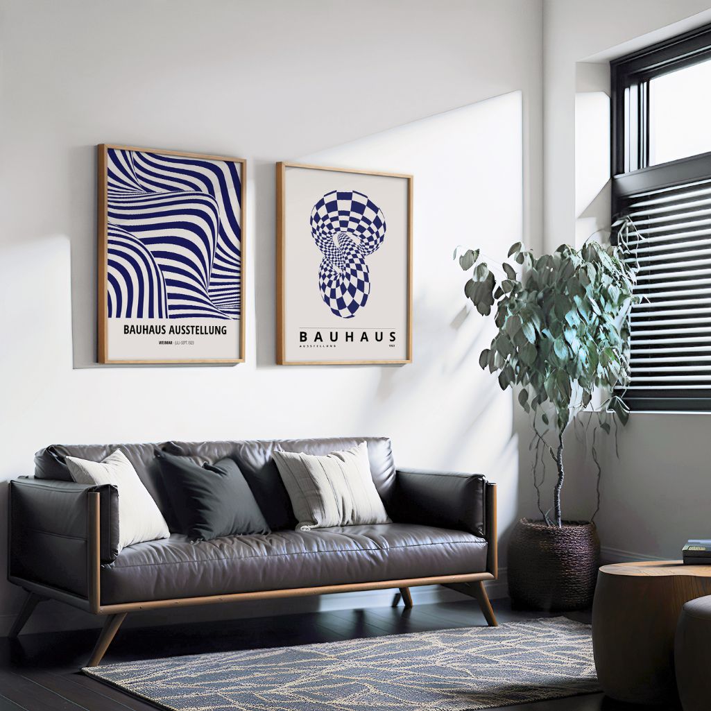 Bauhaus Marineblauwe Illusie – Set Van 2 Posters
